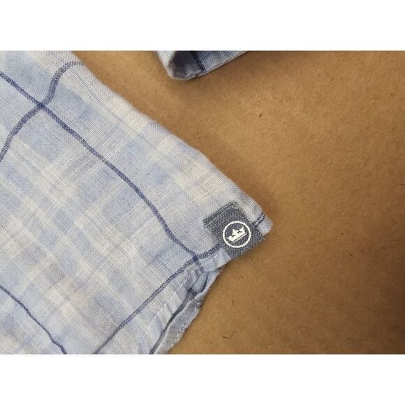 Peter Millar Linen Sport Shirt Men's XL Plaid Crown Sport Button Up Blue - Picture 5 of 13